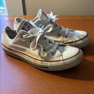 Converse White Sneakers with Red and Blue Accents